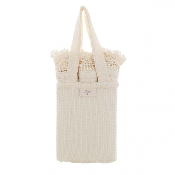 Sac avec 3 torchons Lisa style shabby chic - Blanc Mariclo