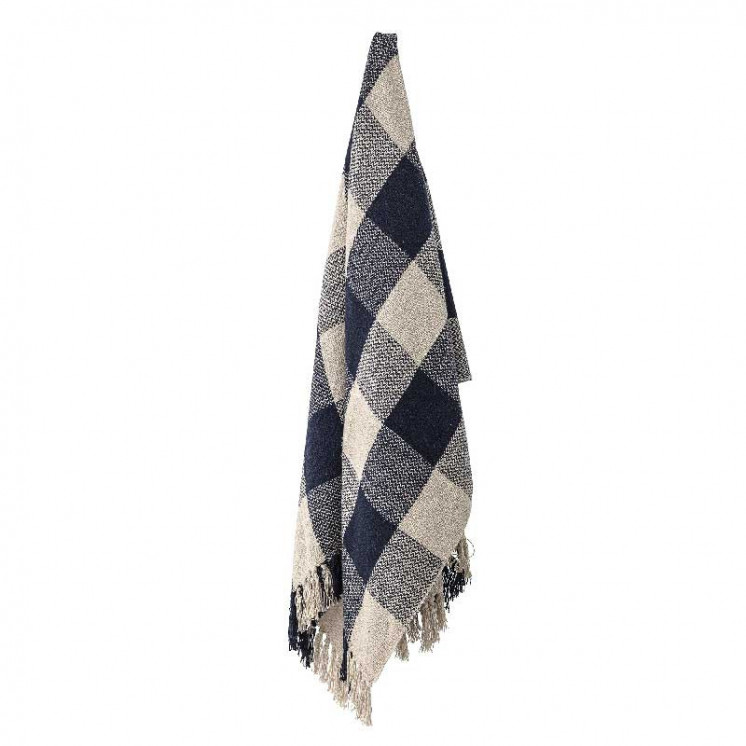 Plaid Austin en coton recyclé bleu - Bloomingville