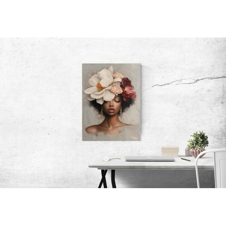 Tableau Fatou avec femme et fleurs en alu dibond made in France