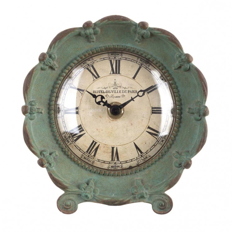 Horloge Agatha au style shabby chic vert - Blanc Mariclo