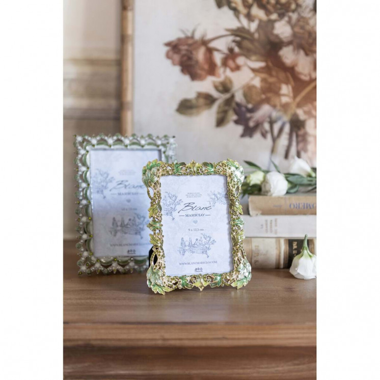 Cadre photo Anais au style shabby chic vert - Blanc Mariclo