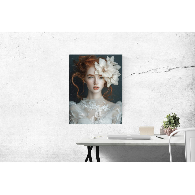 Tableau Alva femme rousse et fleurs en alu dibond made in France