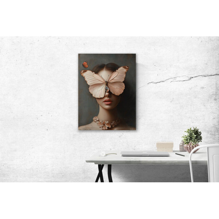 Tableau femme avec papillon alu dibond made in France