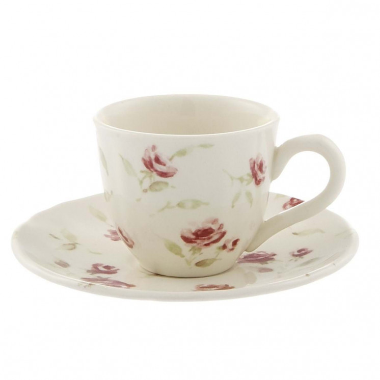 Tasse Amélia au style shabby chic avec fleurs  - Blanc Mariclo