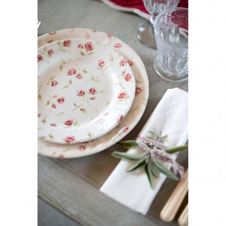 Assiette Stefania style shabby chic  avec fleurs  - Blanc Mariclo