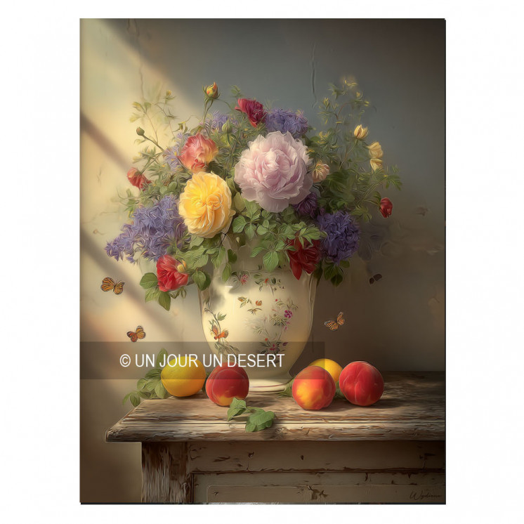 Tableau nature avec fleurs et fruits en alu dibond made in France
