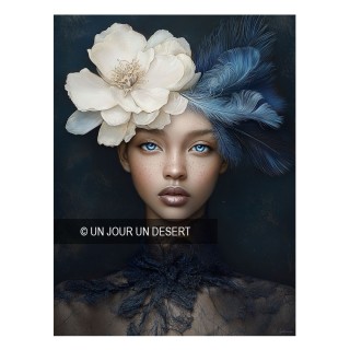 Tableau Louissa avec femme noire et fleurs made in France