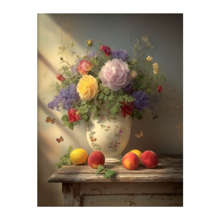Tableau nature avec fleurs et fruits en alu dibond made in France