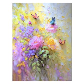 Tableau nature avec fleurs et papillons alu dibond made in France