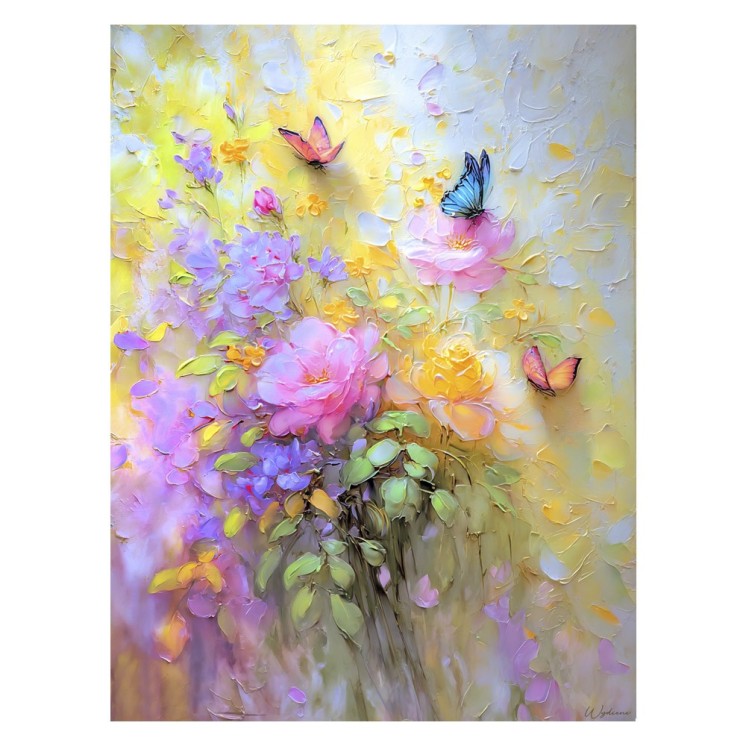 Tableau nature avec fleurs et papillons alu dibond made in France