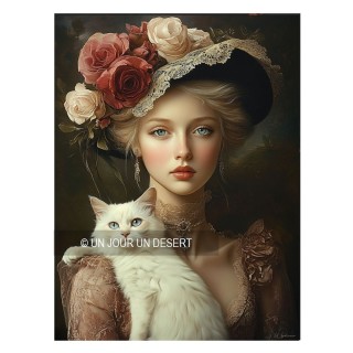 Tableau Femme avec chat les demoiselles à Versailles made in France