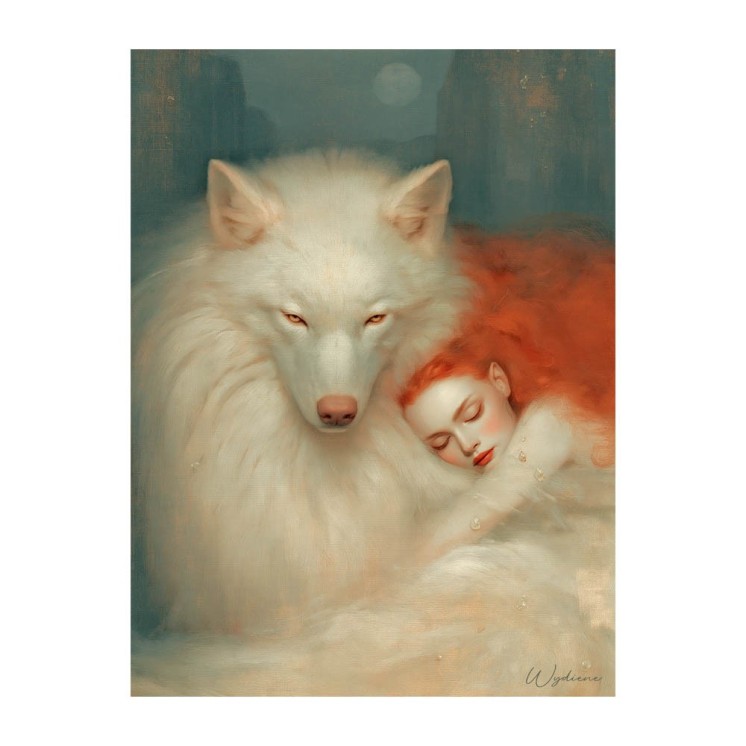 Tableau  Cœur Sauvage - Loup et femme, Made in France