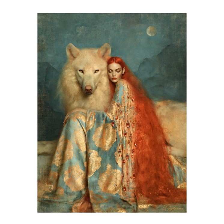 Tableau Loin du monde - Loup & femme - Made in France