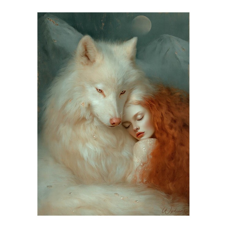 Tableau Lys - Loup & femme - Made in France