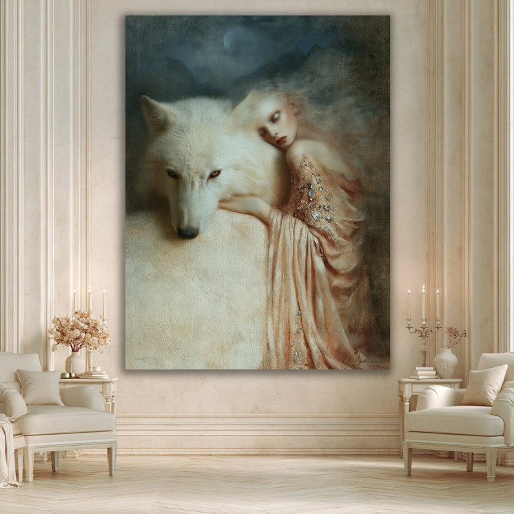 Tableau Sauvage - Loup & femme - Made in France