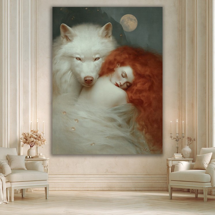 Tableau Sauvage - Loup & femme - Made in France