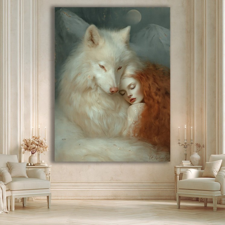 Tableau Lys - Loup & femme - Made in France