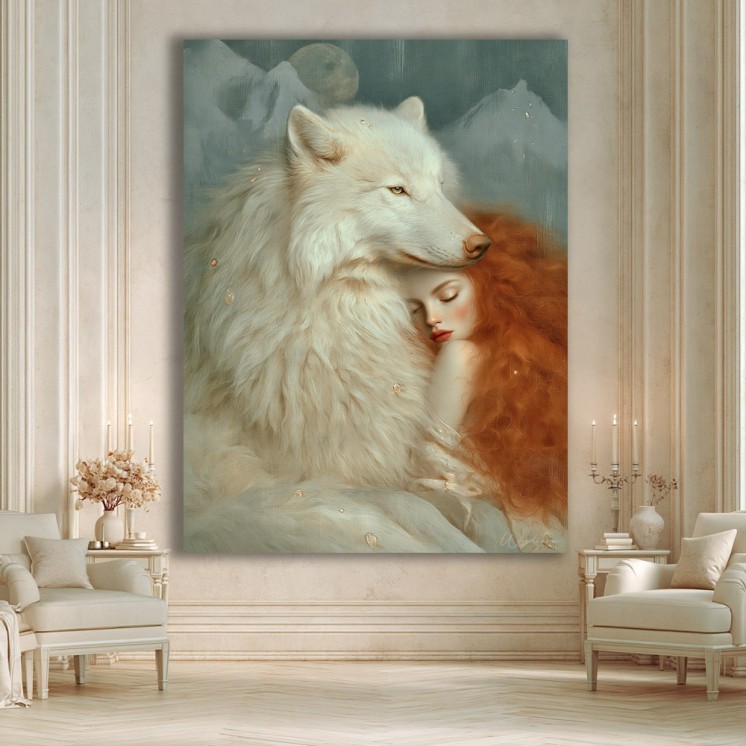 Tableau Le Pacte - Loup & femme - Made in France