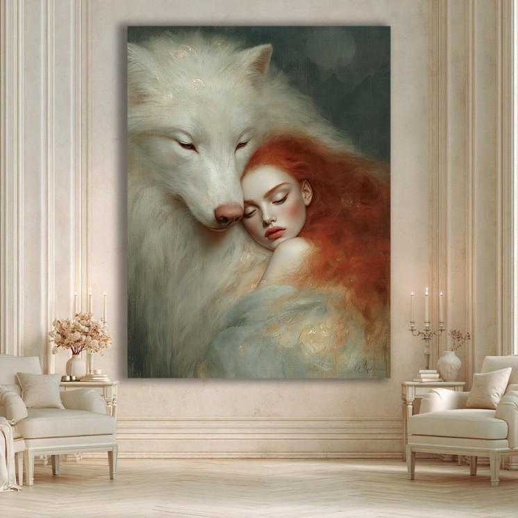 Tableau Le Pacte - Loup & femme - Made in France