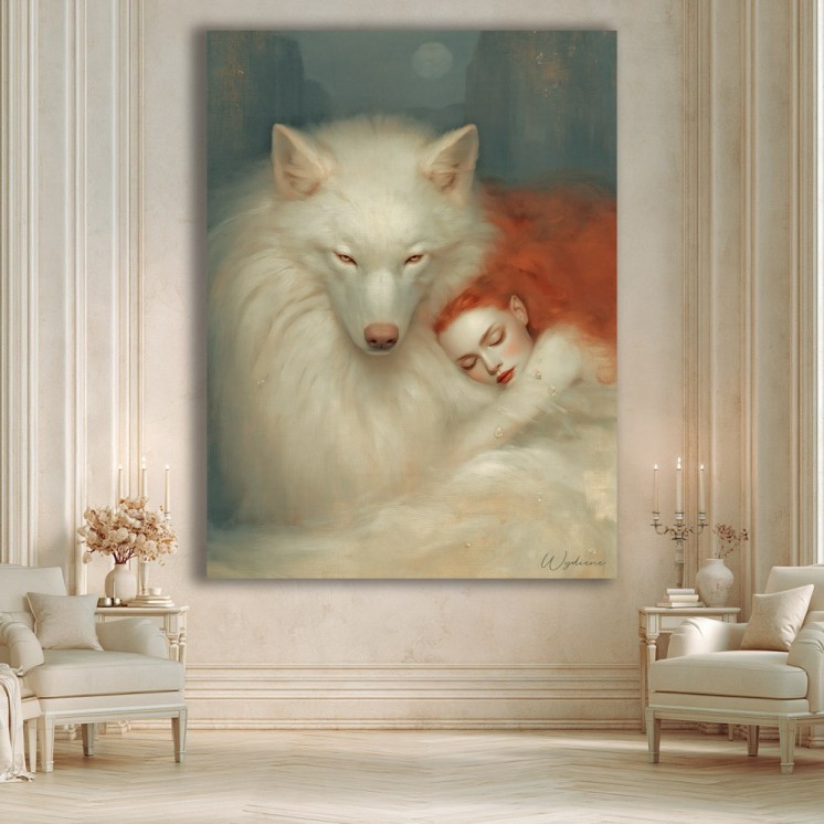 Tableau  Cœur Sauvage - Loup et femme, Made in France