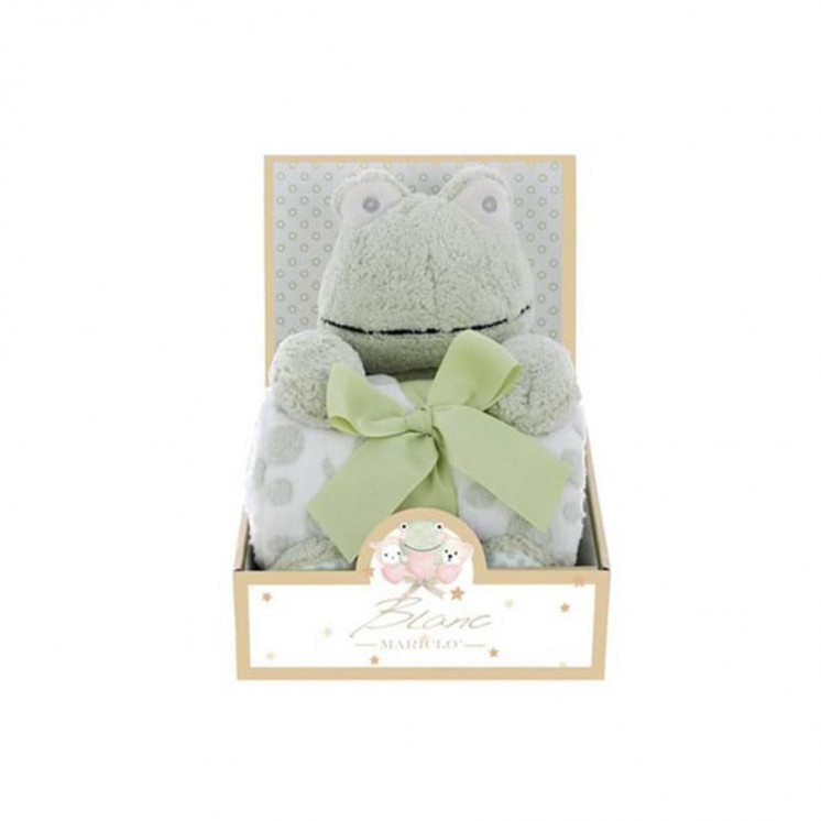 Peluche Grenouille avec plaid pour enfant - Blanc Mariclo